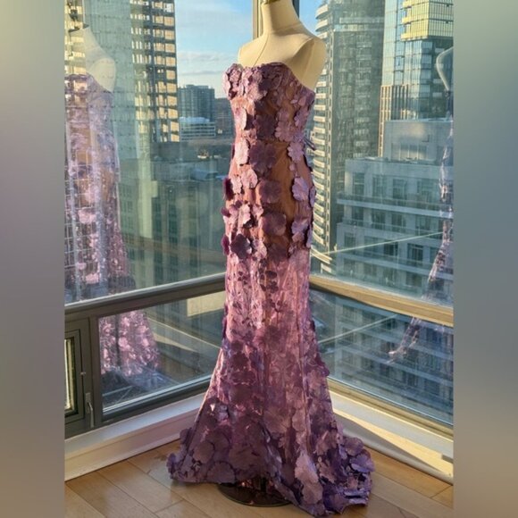 🆕 BRONX & BANCO 🧿 NWOT Jasmine Floral-Appliqued Gown, Lilac - Sz XS US 2 - Picture 5 of 16